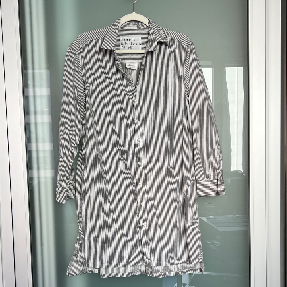 Frank & Eileen Striped Shirt Dress Sz L